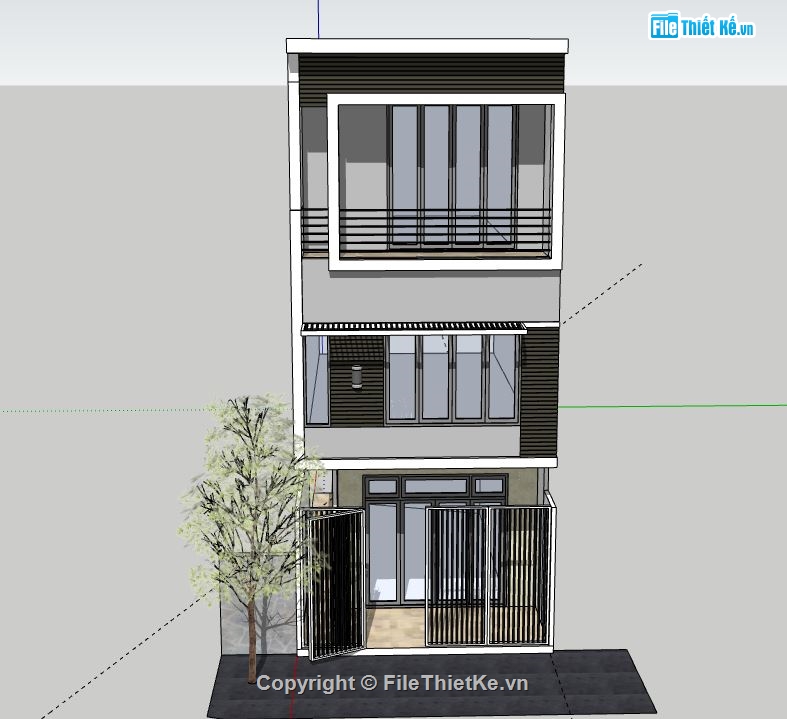 Nhà phố 3 tầng,file su nhà phố 3 tầng,model su nhà phố 3 tầng,sketchup nhà phố 3 tầng,nhà phố 3 tầng sketchup