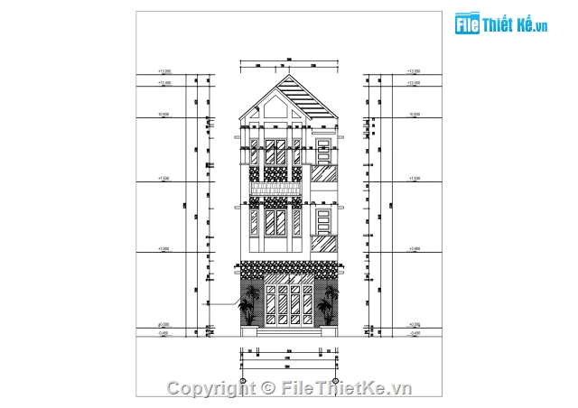 nhà phố 3 tầng,nhà 3 tầng,bản vẽ nhà phố 3 tầng,Nhà phố 3 tầng 5x12.9m