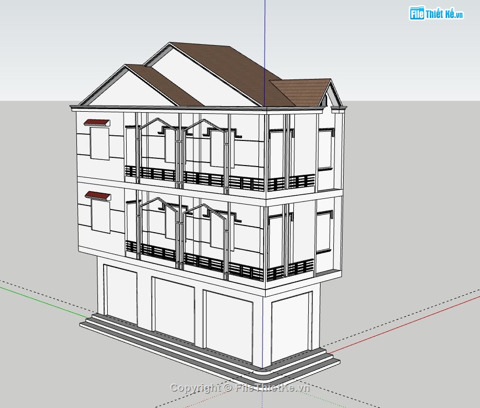 Nhà phố 3 tầng,model su nhà phố 3 tầng,file su nhà phố 3 tầng,sketchup nhà phố 3 tầng,nhà phố 3 tầng model su