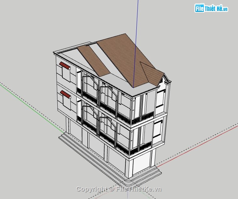 Nhà phố 3 tầng,model su nhà phố 3 tầng,file su nhà phố 3 tầng,sketchup nhà phố 3 tầng,nhà phố 3 tầng model su