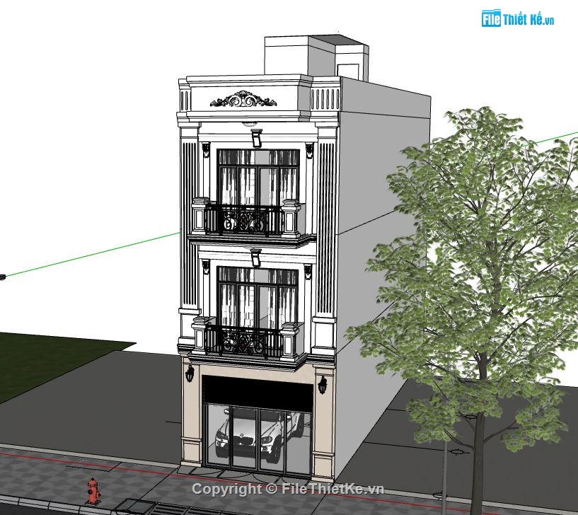 Nhà phố 3 tầng,model su nhà phố 3 tầng,nhà phố 3 tầng sketchup,file su nhà phố 3 tầng,mẫu nhà phố 3 tầng sketchup