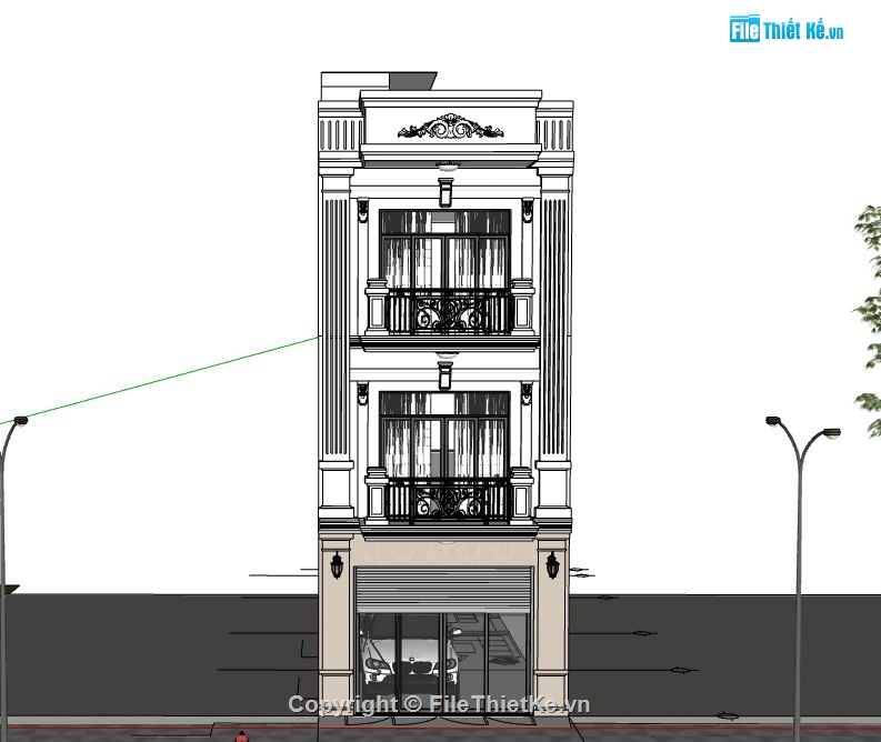 Nhà phố 3 tầng,model su nhà phố 3 tầng,nhà phố 3 tầng sketchup,file su nhà phố 3 tầng,mẫu nhà phố 3 tầng sketchup