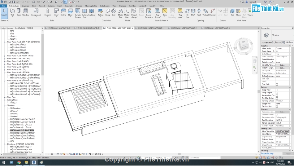 kiến trúc 3 tầng,Revit thiết kế nhà 3 tầng,Nhà phố 3 tầng 5x18.5m,bản vẽ revit nhà phố 3 tầng