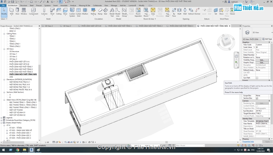 nhà phố 3 tầng 5x18m,kiến trúc 3 tầng,revit thiết kế nhà phố 3 tầng,mẫu nhà phố 3 tầng revit