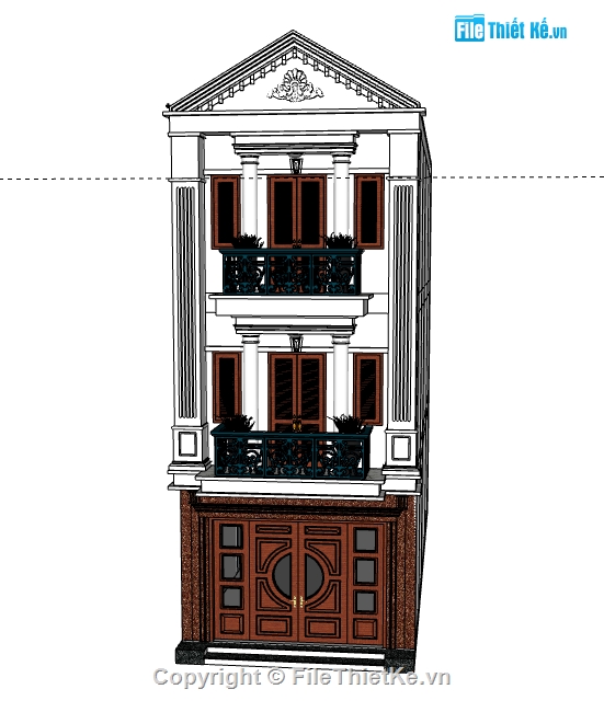 nhà phố 3 tầng file su,model su nhà phố 3 tầng,model sketchup nhà phố 3 tầng