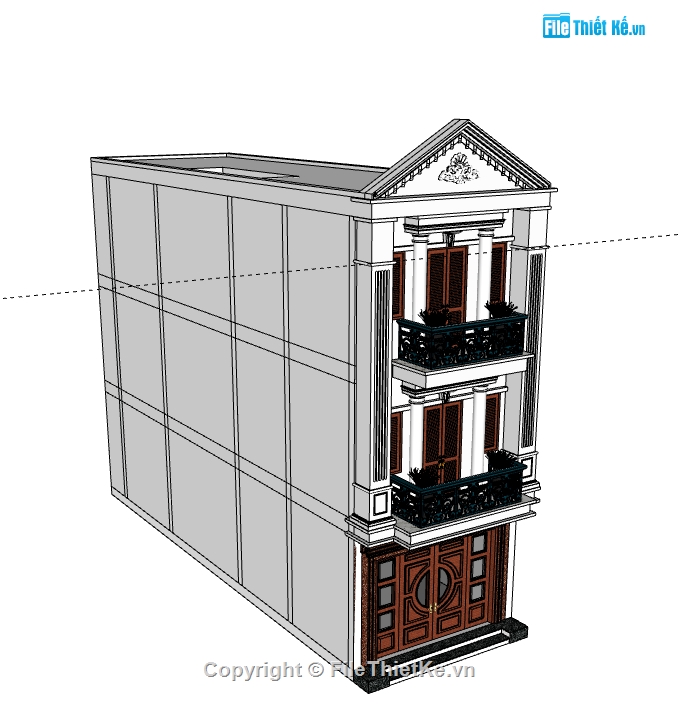 nhà phố 3 tầng file su,model su nhà phố 3 tầng,model sketchup nhà phố 3 tầng