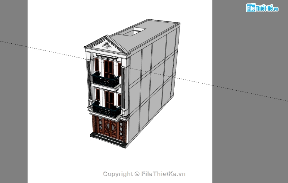 nhà phố 3 tầng file su,model su nhà phố 3 tầng,model sketchup nhà phố 3 tầng