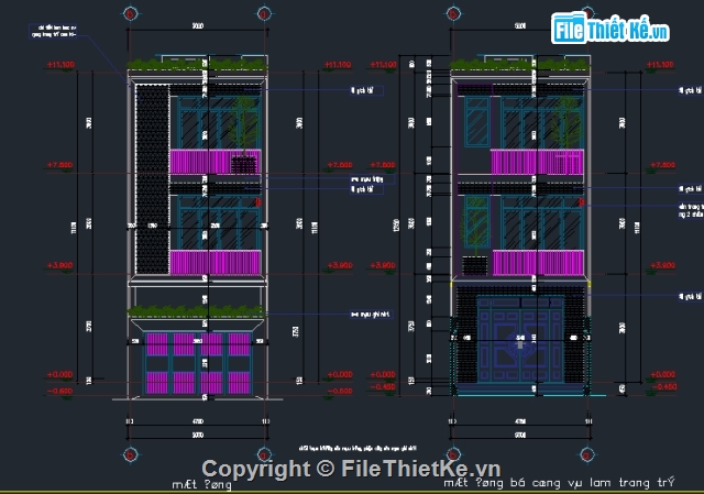 Nhà phố 3 tầng hiện đại,Nhà phố hiện đại,Thiế kế nhà 3 tầng Cad và Sketchup,Nhà phố 3 tầng 5x20m