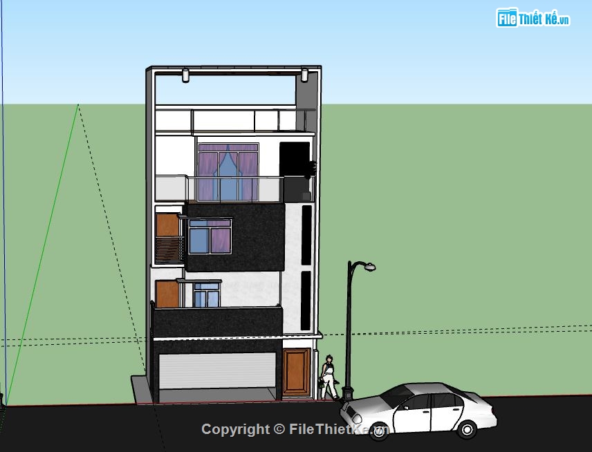 Nhà phố 3 tầng,model su nhà phố 3 tầng,file sketchup nhà phố 3 tầng