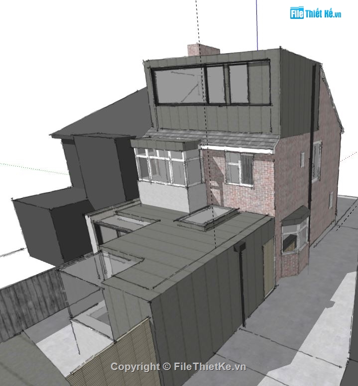 Nhà phố 3 tầng,model su nhà phố 3 tầng,file su nhà phố 3 tầng,sketchup nhà phố 3 tầng,nhà phố 3 tầng model su