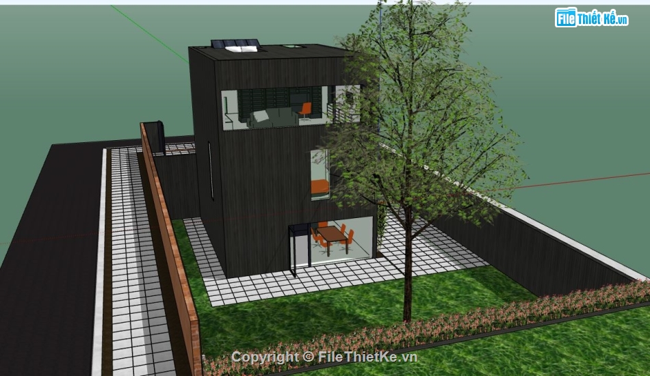 su nhà phố,sketchup nhà phố,model su nhà phố
