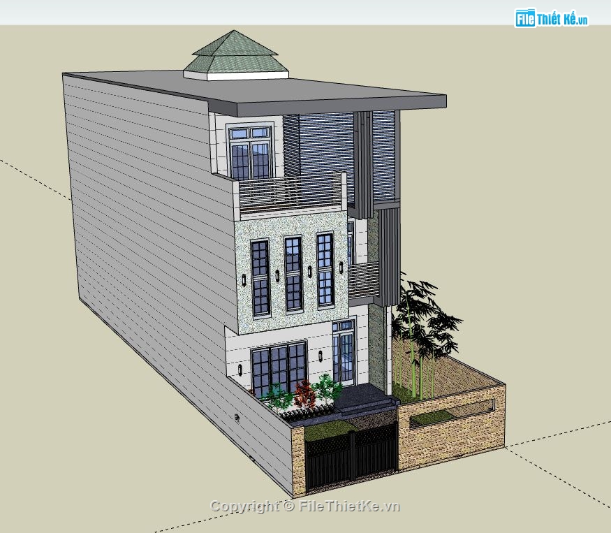 Nhà phố 3 tầng,file sketchup nhà phố 3 tầng,nhà phố 3 tầng file su,model su nhà phố 3 tầng,nhà phố 3 tầng file sketchup