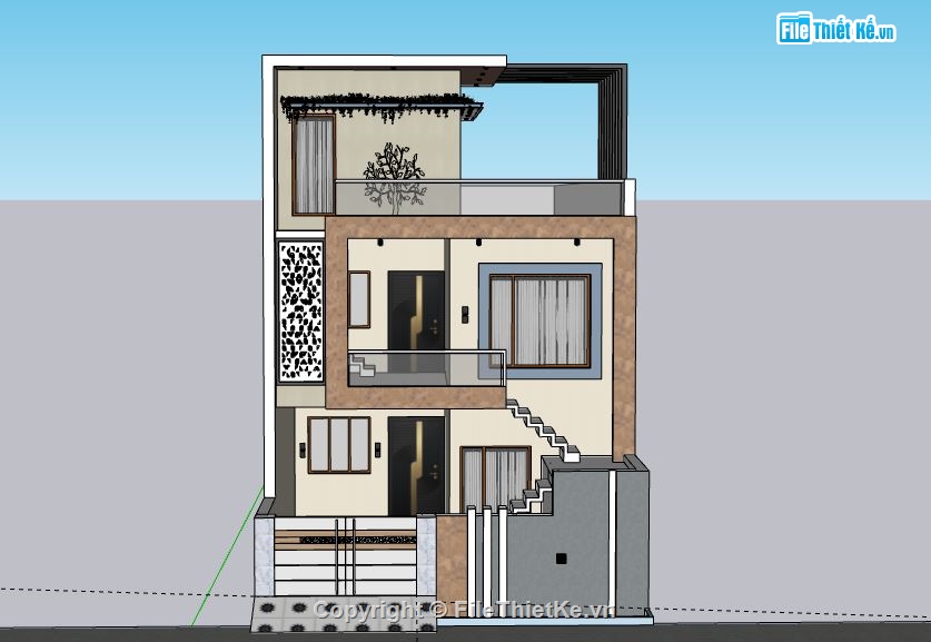 Nhà phố 3 tầng,model su nhà phố 3 tầng,file sketchup nhà phố 3 tầng,file su nhà phố 3 tầng,nhà phố 3 tầng file su