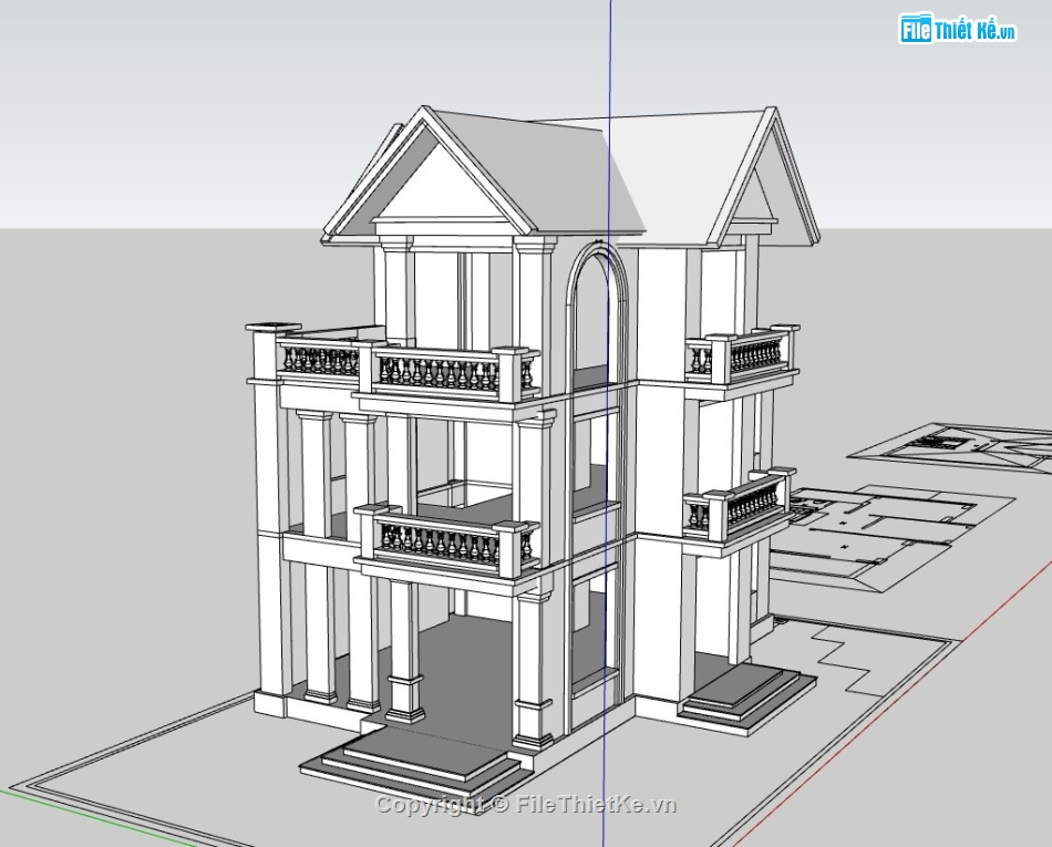 nhà phố 3 tầng,sketchup nhà phố 3 tầng,su nhà phố,su nhà phố 3 tầng