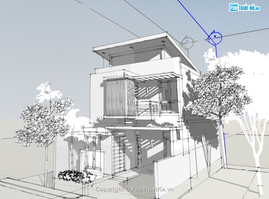Nhà phố 3 tầng,model su nhà phố 3 tầng,file su nhà phố 3 tầng,mẫu nhà phố 3 tầng sketchup