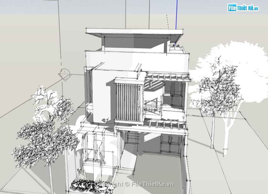 Nhà phố 3 tầng,model su nhà phố 3 tầng,file su nhà phố 3 tầng,mẫu nhà phố 3 tầng sketchup