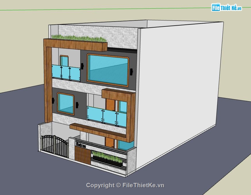 Nhà phố 3 tầng,model su nhà phố 3 tầng,file su nhà phố 3 tầng,model sketchup nhà phố 3 tầng,nhà phố 3 tầng file su