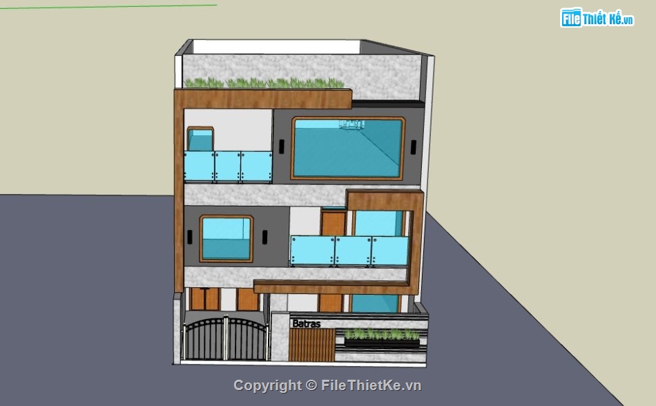 Nhà phố 3 tầng,model su nhà phố 3 tầng,file su nhà phố 3 tầng,model sketchup nhà phố 3 tầng,nhà phố 3 tầng file su