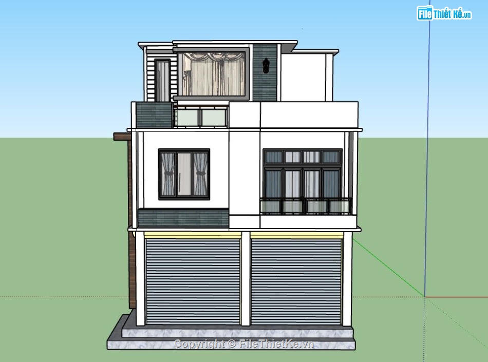 Nhà phố 3 tầng,model nhà phố 3 tầng,nhà phố 3 tầng file su,sketchup nhà phố 3 tầng