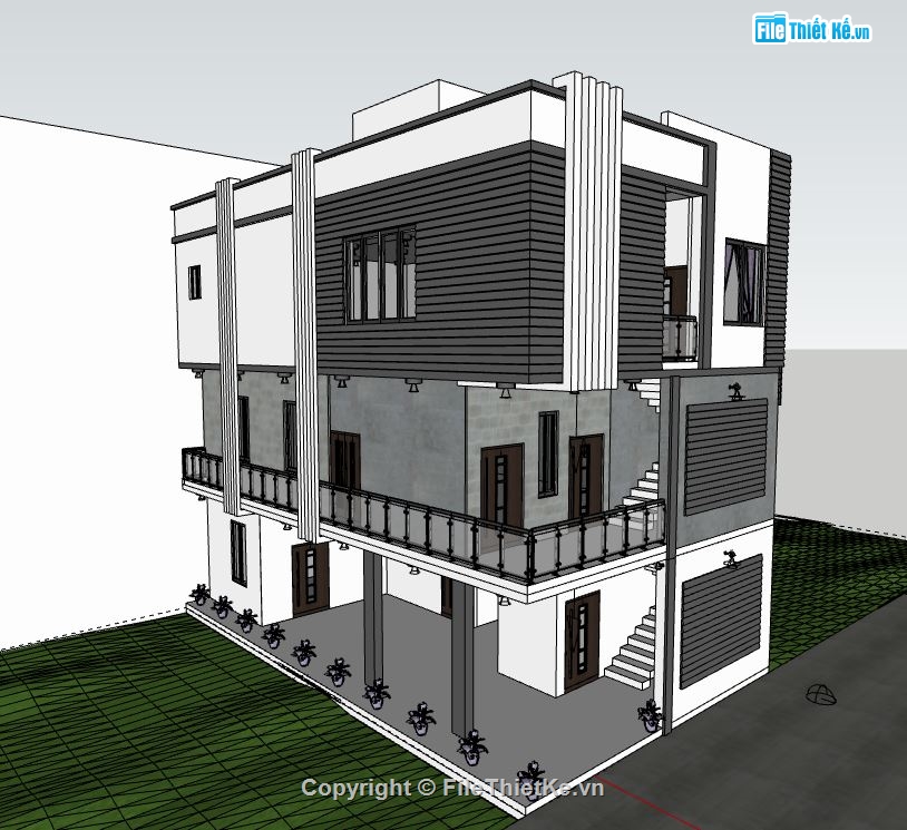 Nhà phố 3 tầng,model su nhà phố 3 tầng,nhà phố 3 tầng file su,file sketchup nhà phố 3 tầng,nhà phố 3 tầng model su