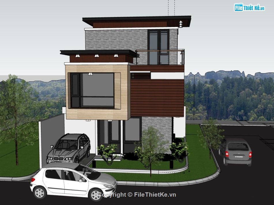 Nhà phố 3 tầng,File sketchup nhà phố 3 tầng,Nhà phố 3 tầng file su,sketchup nhà phố 3 tầng,nhà phố 3 tầng model su