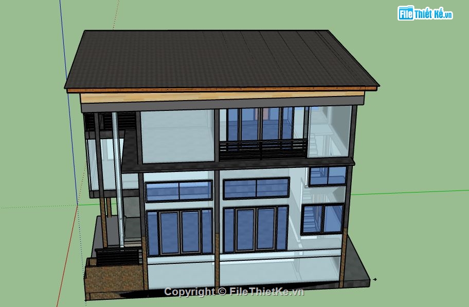 Nhà phố 3 tầng,model su nhà phố 3 tầng,file su nhà phố 3 tầng,sketchup nhà phố 3 tầng,nhà phố 3 tầng file su