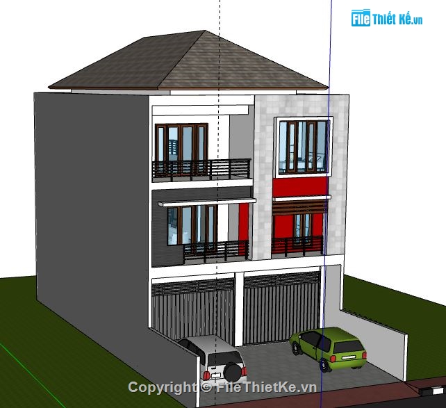 Nhà phố 3 tầng,model su nhà phố 3 tầng,nhà phố 3 tầng sketchup,model sketchup nhà phố 3 tầng,nhà phố 3 tầng file su