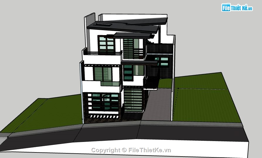 Nhà phố 3 tầng,model su nhà phố 3 tầng,file su nhà phố 3 tầng,nhà phố 3 tầng sketchup