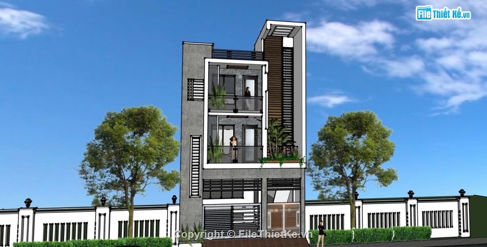 file 3d sketchup,sketchup Nhà phố 3 tầng,nhà phố 3 tầng,file sketchup nhà phố 3 tầng