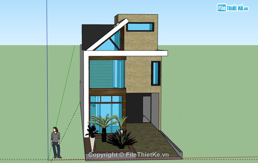 Nhà phố 3 tầng,Nhà phố 3 tầng hiện đại,model su nhà phố 3 tầng,nhà phố 3 tầng file su,sketchup nhà phố 3 tầng