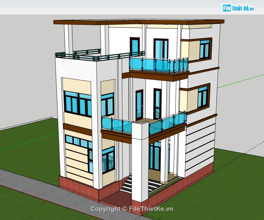 Nhà phố 3 tầng,Nhà phố 3 tầng hiện đại,model su nhà phố 3 tầng,file sketchup nhà phố 3 tầng,nhà phố 3 tầng file su