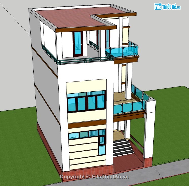 Nhà phố 3 tầng,Nhà phố 3 tầng hiện đại,model su nhà phố 3 tầng,file sketchup nhà phố 3 tầng,nhà phố 3 tầng file su