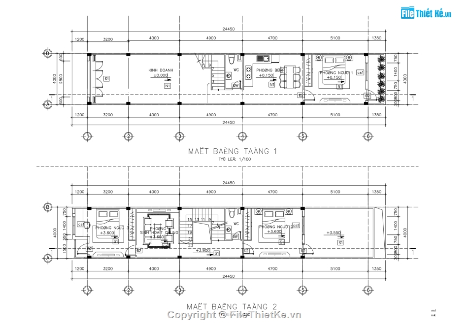 nhà phố 3 tầng 4x24.45m,Mẫu nhà phố 2 tầng file cad,thiết kế nhà phố 3 tầng hiện đại