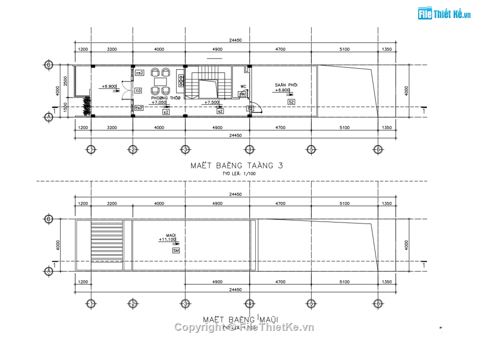 nhà phố 3 tầng 4x24.45m,Mẫu nhà phố 2 tầng file cad,thiết kế nhà phố 3 tầng hiện đại