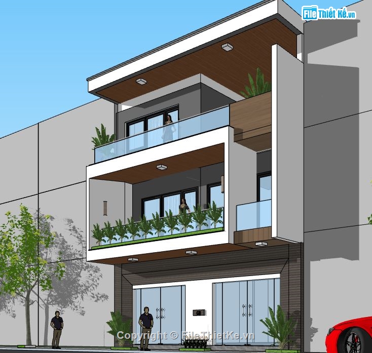 su nhà phố 3 tầng,file sketchup nhà phố,model su nhà phố