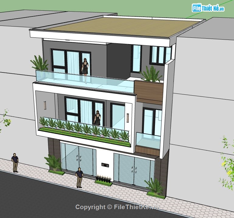 su nhà phố 3 tầng,file sketchup nhà phố,model su nhà phố