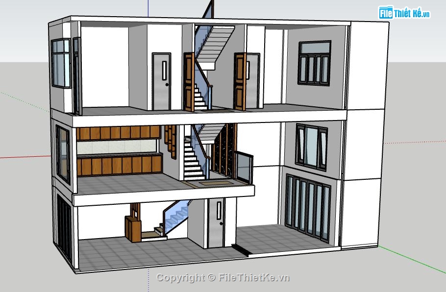 nhà phố 3 tầng,file sketchup nhà phố 3 tầng,mẫu nhà phố 3 tầng,mode su nhà phố 3 tầng