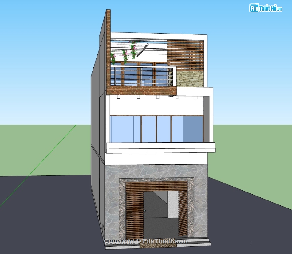 nhà phố 3 tầng,su nhà phố 3 tầng,file sketchup nhà phố