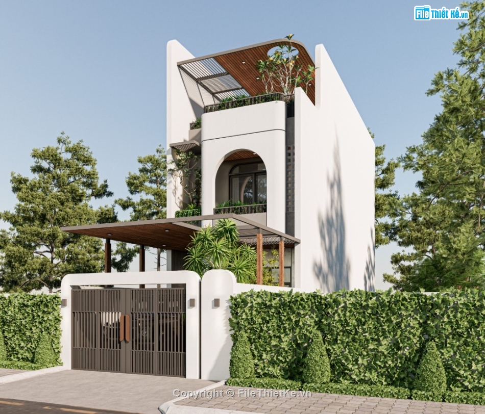 nhà phố 3 tầng đẹp,nhà phố 3 tầng,nhà phố sketchup