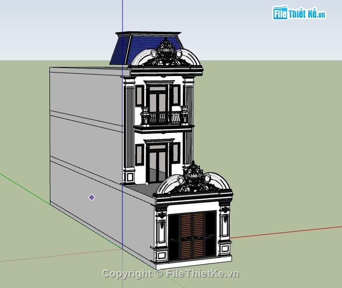 Nhà phố 3 tầng tân cổ điển,nhà phố 3 tầng,file su nhà phố 3 tầng,nhà phố 3 tầng sketchup