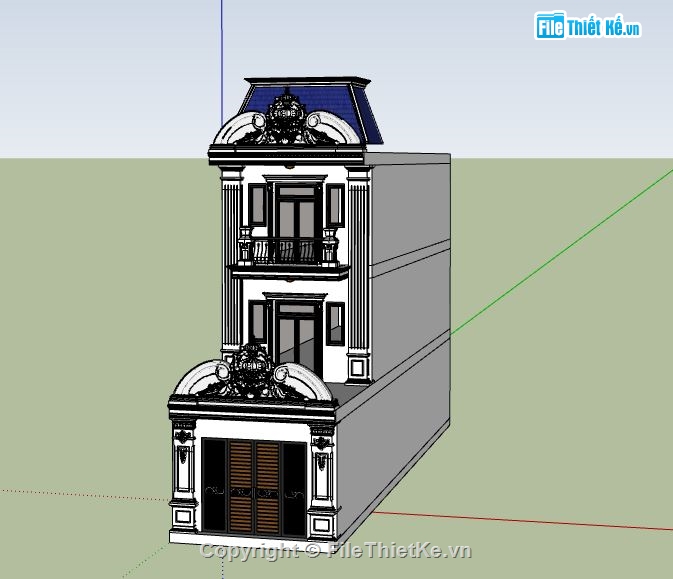 Nhà phố 3 tầng tân cổ điển,nhà phố 3 tầng,file su nhà phố 3 tầng,nhà phố 3 tầng sketchup