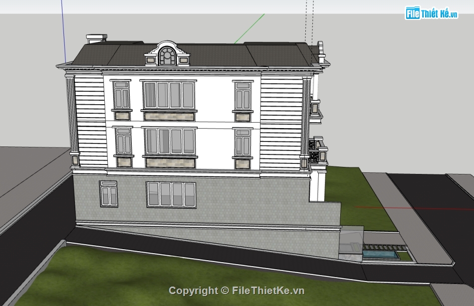 file su nhà phố 3 tầng,model su nhà phố 3 tầng,model 3d nhà phố 3 tầng,sketchup nhà phố 3 tầng