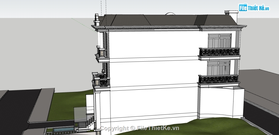 file su nhà phố 3 tầng,model su nhà phố 3 tầng,model 3d nhà phố 3 tầng,sketchup nhà phố 3 tầng