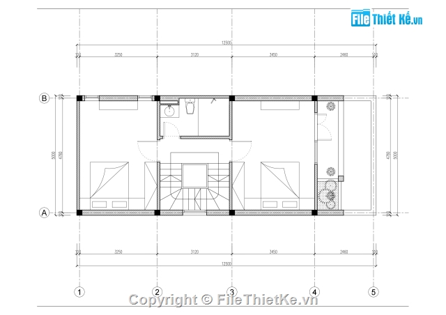 nhà phố 3 tầng,nhà phố 3 tầng 5x12.5m,bản vẽ nhà phố 3 tầng,kiến trúc nhà phố 3 tầng,full cad nhà phố 3 tầng