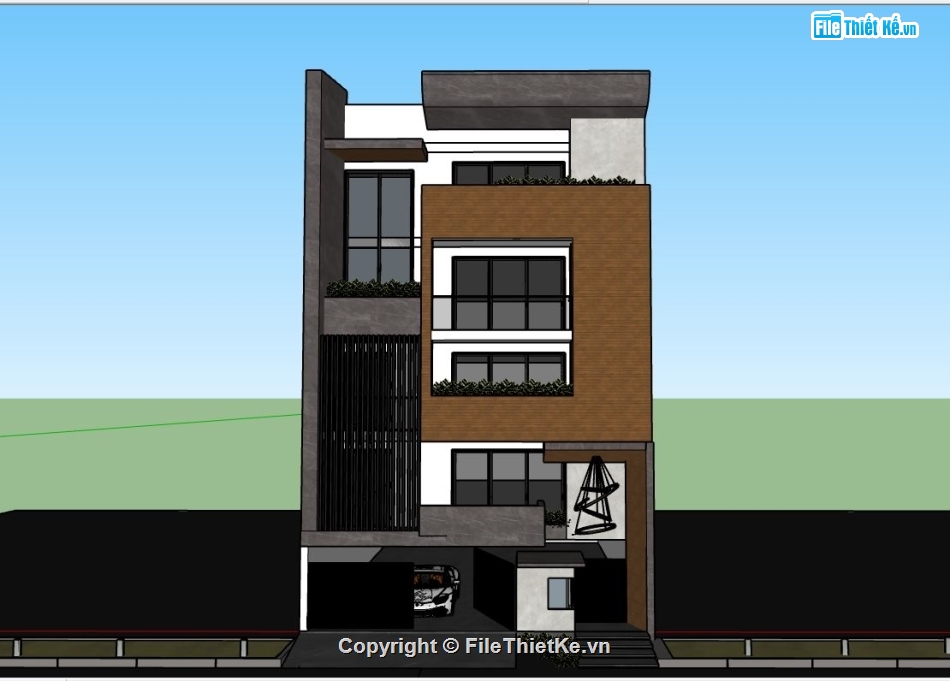 su nhà phố,nhà phố 10x20m,file sketchup nhà phố