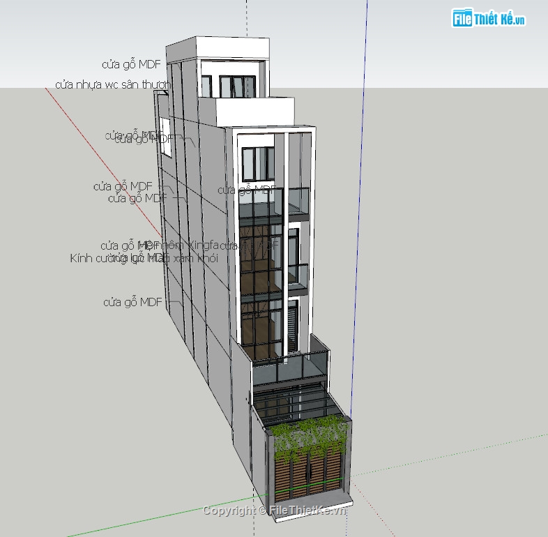 nhà phố 4 tầng,cad nhà phố 4 tầng,file sketchup nhà phố 4 tầng,nhà phố 3.6x24m đẹp