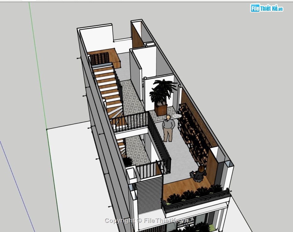 nhà phố 4 tầng,phối cảnh nhà phố 4 tầng,mẫu sketchup nhà phố 4 tầng,fille sketchup nhà phố