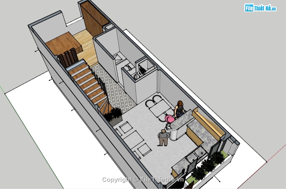 nhà phố 4 tầng,phối cảnh nhà phố 4 tầng,mẫu sketchup nhà phố 4 tầng,fille sketchup nhà phố