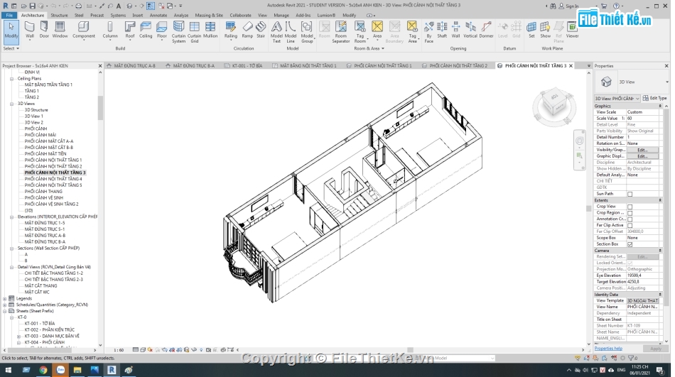 nhà phố 4 tầng,revit nhà phố 4 tầng,nhà phố 4 tầng tân cổ điển