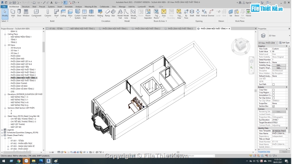 nhà phố 4 tầng,revit nhà phố 4 tầng,nhà phố 4 tầng tân cổ điển